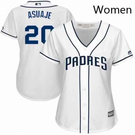 Womens Majestic San Diego Padres 20 Carlos Asuaje Replica White Home Cool Base MLB Jersey